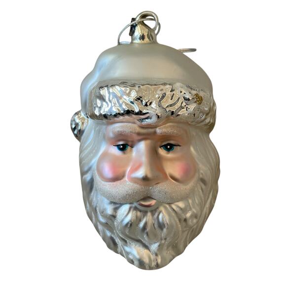 Department 56 Mercury Glass Santa Head Christmas Ornament 6in Holiday Decor - Picture 1 of 7
